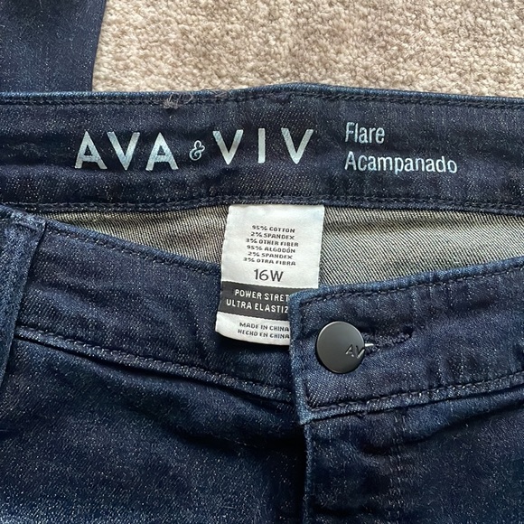 AVA & VIV Target Power Stretch Flare Dark Jeans 16 Short 16S 28.5” inseam NWOT - Picture 2 of 6